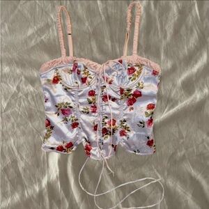 urban outfitters coquette blue and pink corset 𐙚🧸ྀི